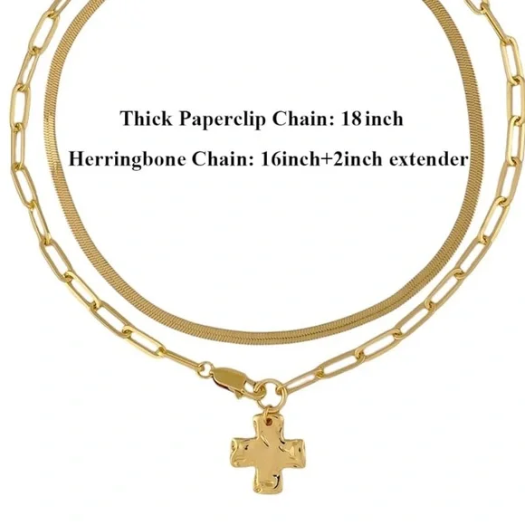 NEW 14k Gold Plated Gold Cross Pendant Necklace